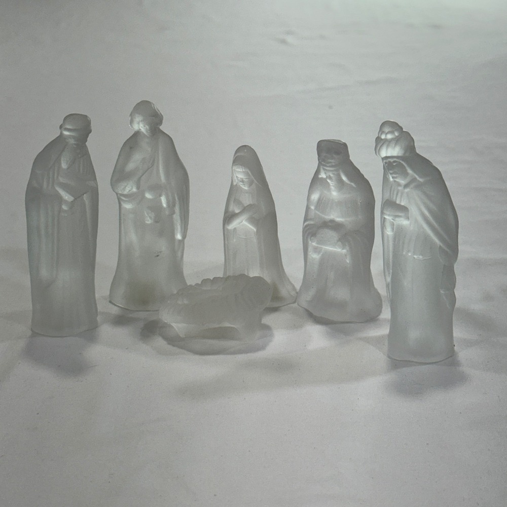 Albert E. Price Spirit of Christmas Nativity Set 6-Piece Frosted Glass | Vintage
